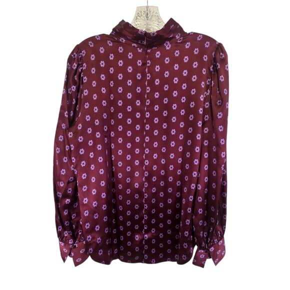 Ann Taylor Studio Collection Silk Tile Print Mock Neck Top Medium - Picture 4 of 12